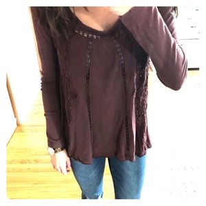 Free People top with embroidery and open back